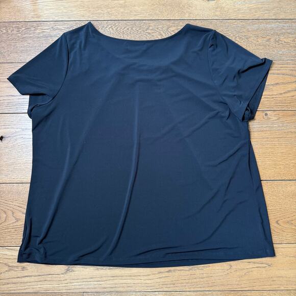 Liz Claiborne Career Woman Black Short Sleeve Top 3X Liquid Knit Short Sleeve - Picture 2 of 7